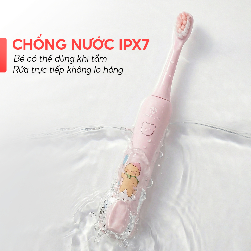 Bàn Chải Điện Cho Bé Sóng Âm Sonic LUHAN LIFE , Bàn Chải Đánh Răng Điện Trẻ Em Lông Mềm Đa Năng IPX7