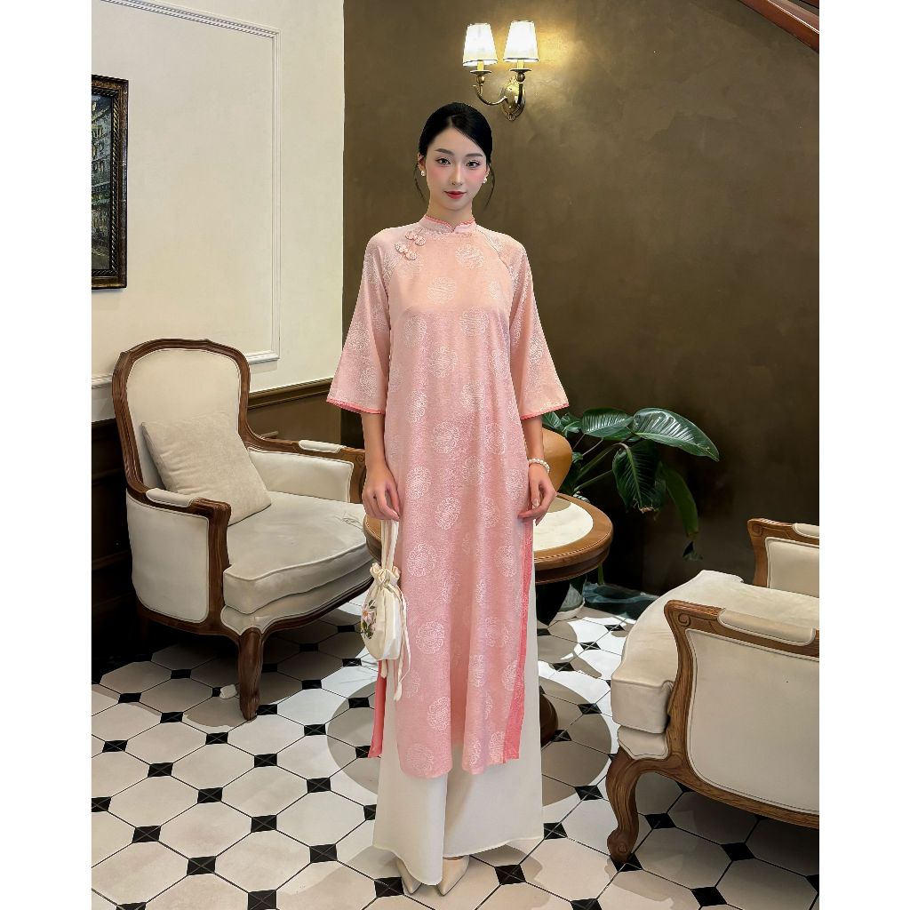 Áo Dài Cách Tân Nhã Uyên Miều Est.2013 Chất Vải Gấm Sang Trọng Thích Hợp Đi Chợ Tết