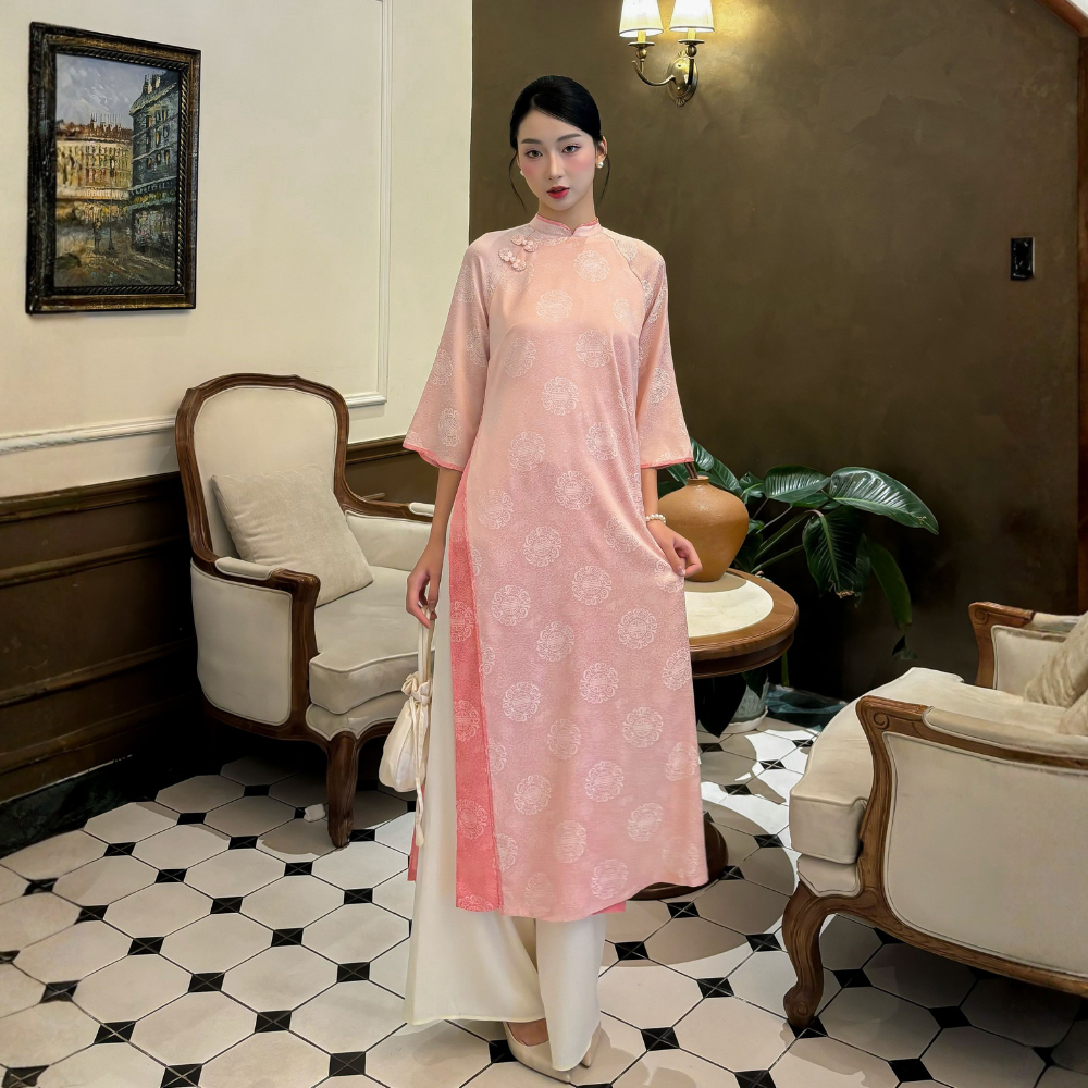 Áo Dài Cách Tân Nhã Uyên Miều Est.2013 Chất Vải Gấm Sang Trọng Thích Hợp Đi Chợ Tết