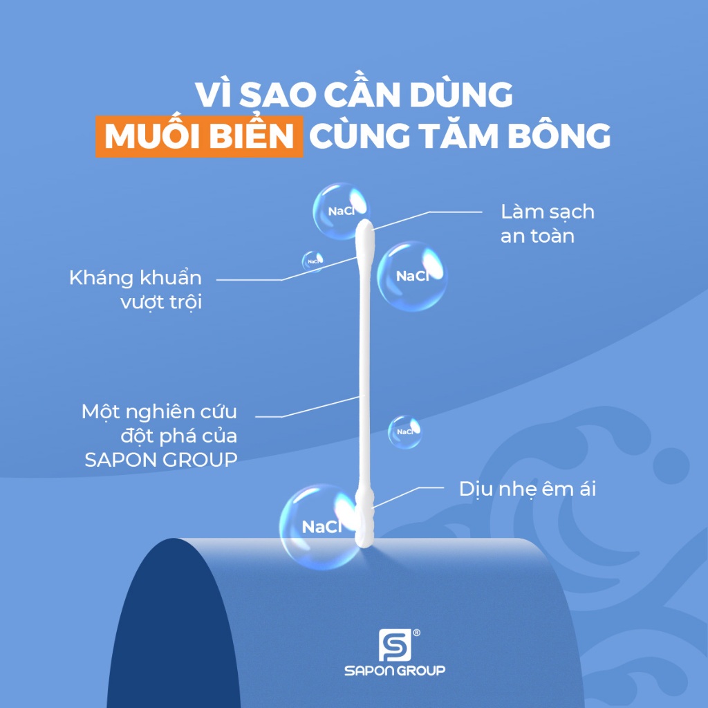 Combo 10 hộp Tăm bông muối biển SAPON 200 que thân trúc kháng khuẩn vệ sinh tai mũi (TB02_101)