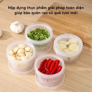 AMZO_HỘP ĐỰNG HÀNH TỎI TÁCH NƯỚC ĐỂ TỦ LẠNH-HỘP NHỰA CÓ LỖ THOÁT NƯỚC VÀ NẮP KÍN TIỆN LỢI