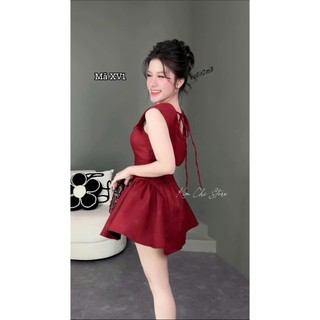 Đầm mini thời trang nữ chất Xược hàn dày dặn cổ vuông không tay có thắt eo lên dáng đẹp chuẩn form