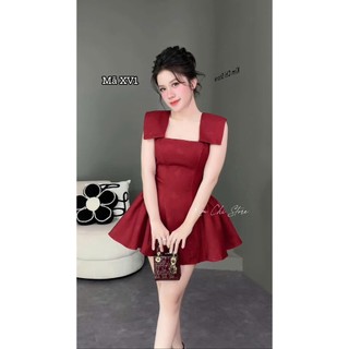 Đầm mini thời trang nữ chất Xược hàn dày dặn cổ vuông không tay có thắt eo lên dáng đẹp chuẩn form