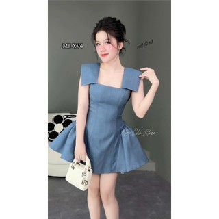 Đầm mini thời trang nữ chất Xược hàn dày dặn cổ vuông không tay có thắt eo lên dáng đẹp chuẩn form