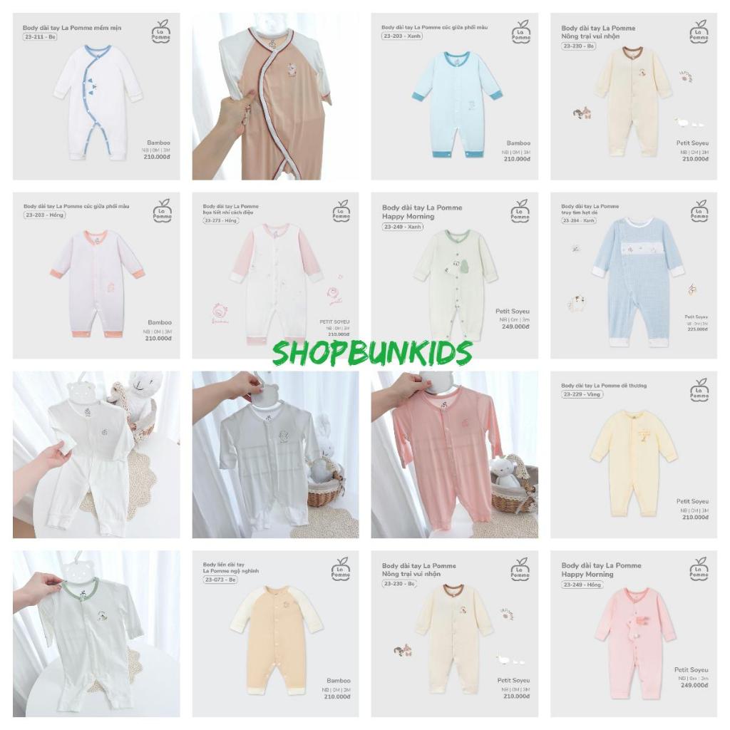 Body dài tay La Pomme sơ sinh vải mỏng mát hè điều hòa LaPomme body Bodysuit liền thân 0-6 tháng