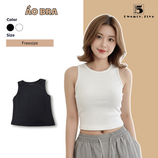 Áo thun nữ ba lỗ croptop, vải cotton mềm mịn co giãn thoải mái, không đệm mút basic dễ phối Twentyfive Fashion TL47