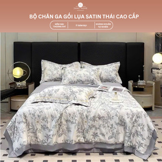 Bộ Chăn Ga Gối Lụa Satin Thái 5 Món Cao Cấp – Ga Giường 1m6/1m8 x 2m, Tặng Vỏ Gối Ôm