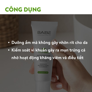 Kem dưỡng cho da dầu mụn BABÉ Stop AKN Mattifying Moisturiser 50ml