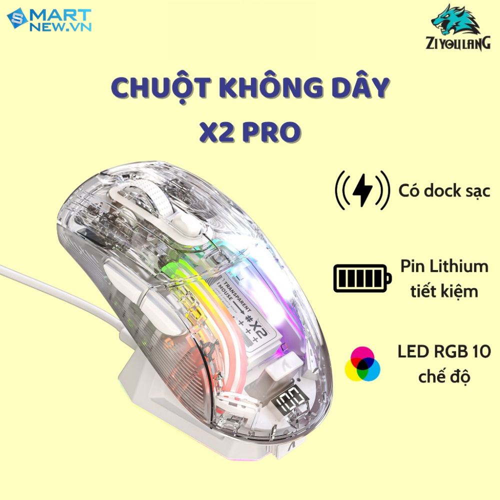 Chuột Máy Tính Không Dây Bluetooth Ziyou X2 PRO VIP Mouse LED RGB , Pin ...