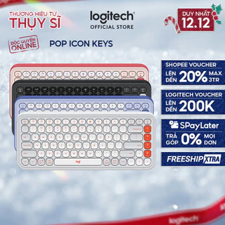 Bàn phím Bluetooth không dây POP ICON KEYS Logitech - Thoải mái, Nút lập trình, Kết nối 3 thiết bị