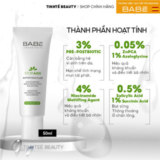 Kem dưỡng cho da dầu mụn BABÉ Stop AKN Mattifying Moisturiser 50ml