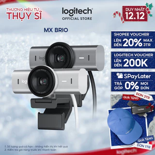 Webcam Logitech MX BRIO Ultra HD 4K - Hội họp & truyền trực tuyến, Mic kép giảm ồn, Show Mode, USB-C
