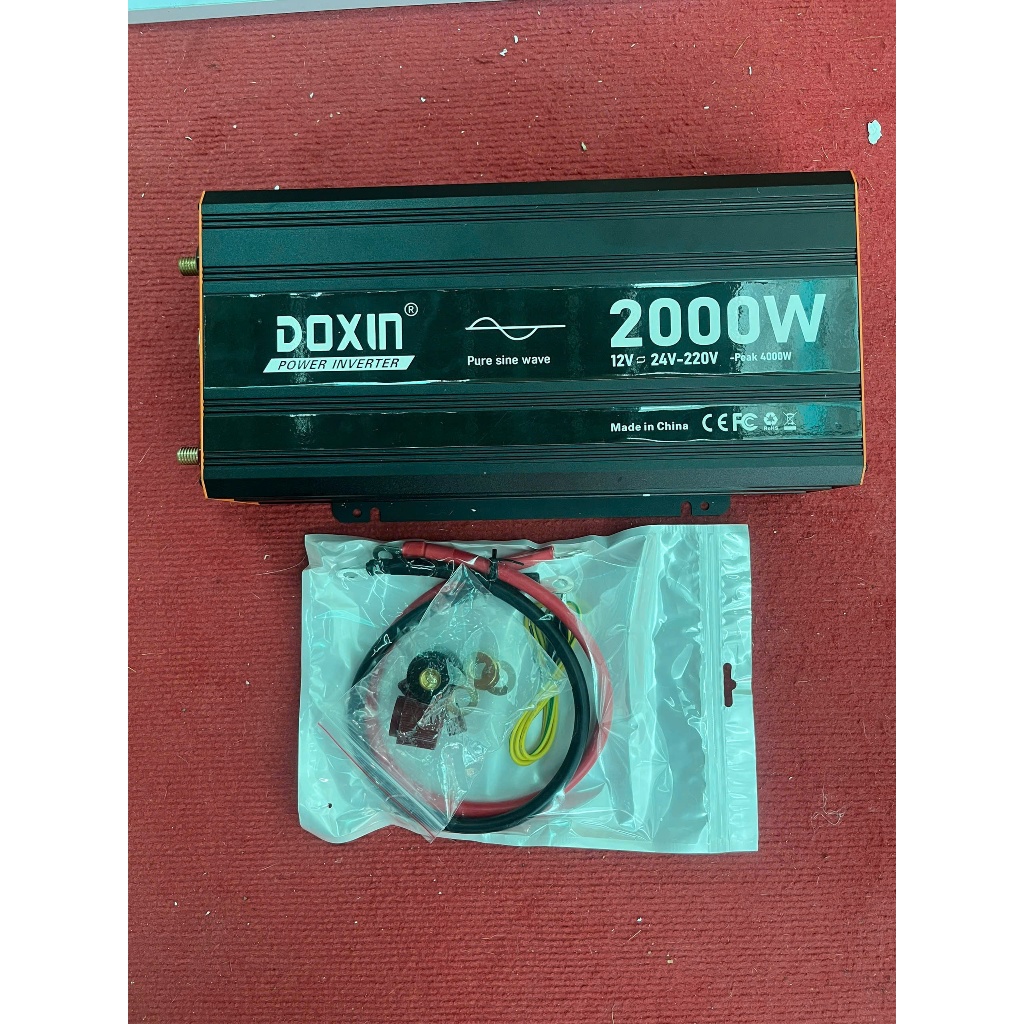Bộ biến tần DOXIN 12V, 24v sang 220V công suất 1000W ,1500w, 2000w tích hợp cổng sạc USB dùng bình ắc quy và năng lượng.