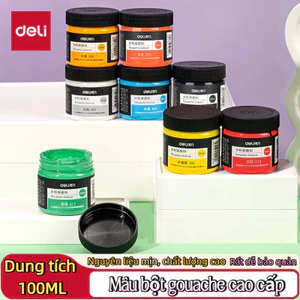 Deli Màu Gouache Hũ 100ml Finenolo –Pha Sẵn, Màu Sắc Tươi Sáng, Dùng Vẽ Mỹ Thuật