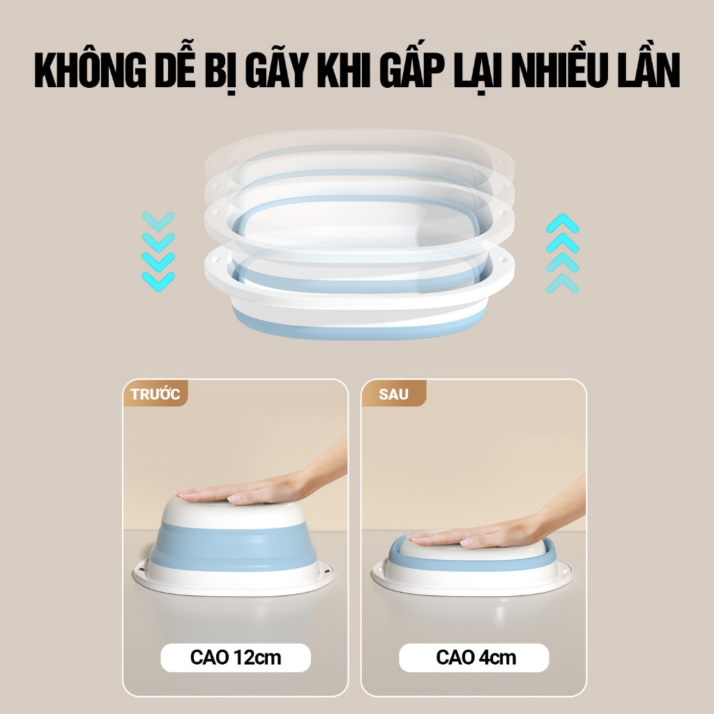 Kaleis Chậu Gấp Gọn Silicon Đa Năng Cho Gia Đình – Rửa Rau Củ Quả, Thau Rửa Mặt Bé, Gọn Nhẹ Tiện Dụng