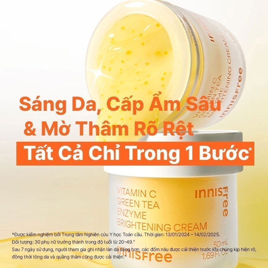 [Quà Tặng Không Bán] Kem dưỡng Vitamin C sáng da, mờ thâm dạng gel INNISFREE Green Tea Enzyme Brightening Cream 10ml