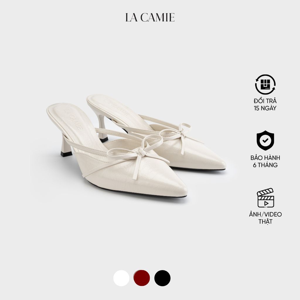 Dép cao gót mules thiết kế thanh lịch sang trọng chất liệu Da microfiber thương hiệu LaCamie DC5B0124