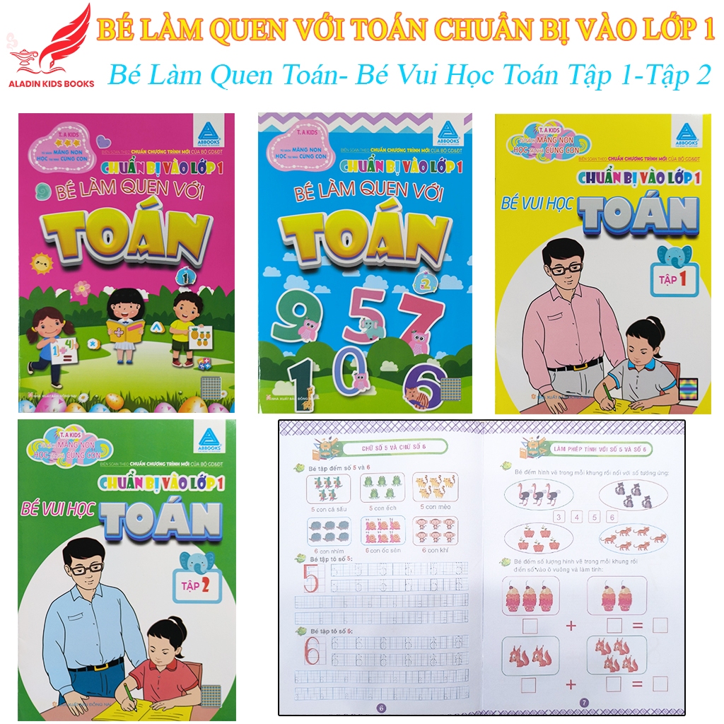 Sách- Bộ 4 Quyển Bé Làm Quen Với Toán Lớp 1 Theo Chương Trình Mới Của Bộ GD&ĐT-Quà Tặng Kèm Theo