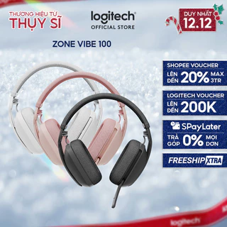 Tai nghe không dây Logitech Zone Vibe 100 - Nhẹ, micrô khử ồn, Bluetooth đa điểm, Google Meet, Zoom
