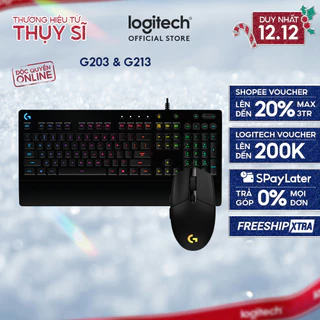 Combo Bàn Phím Gaming Logitech G213 và Chuột Gaming Logitech G203 - Tùy chỉnh RGB, kết nối G HUB