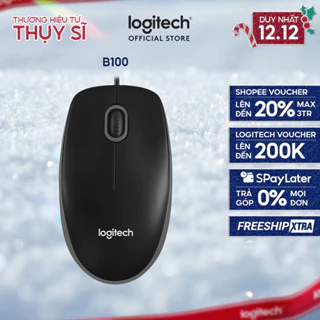 Chuột có dây Logitech B100 - Dây dài 1m8, thiết kế ôm tay, thuận cả 2 tay