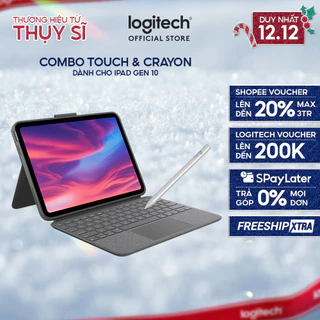 Bao da kèm phím Logitech Combo Touch dành cho iPad Gen 10 (10.9 inch) & Bút cảm ứng Logitech Crayon