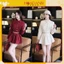 Set dạ tweed nữ sang chảnh Hàn Quốc áo khoác dạ tay dài mix chân váy ngắn dáng chữ A