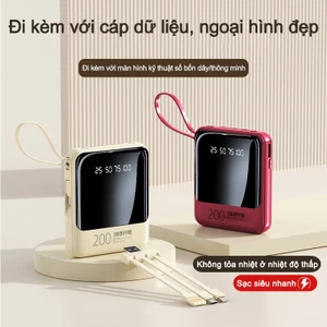 Pin dự phòng kèm theo 4 dây cáp sạc nhanh Pin dự phòng 20000 MAm Pin dung lượng lớn
