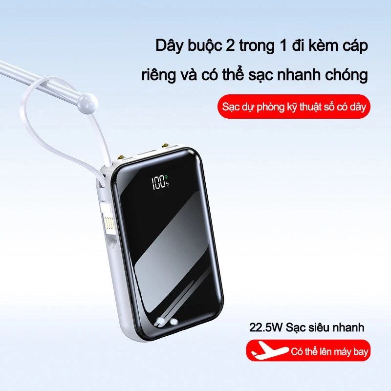 Sạc siêu nhanh 22,5W Sạc dự phòng 20000mAh sạc nhanh pin mini dung lượng lớn có sẵn nhiều cáp sạc