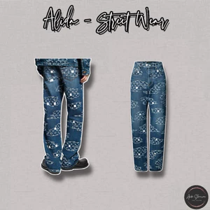 ⚡️[Hight Quality] Quần Jeans Nam Nữ \/ Sak1e Denim Pants - Điểm Nhấn Chữ Thêu Quanh Street Wear Loại 1