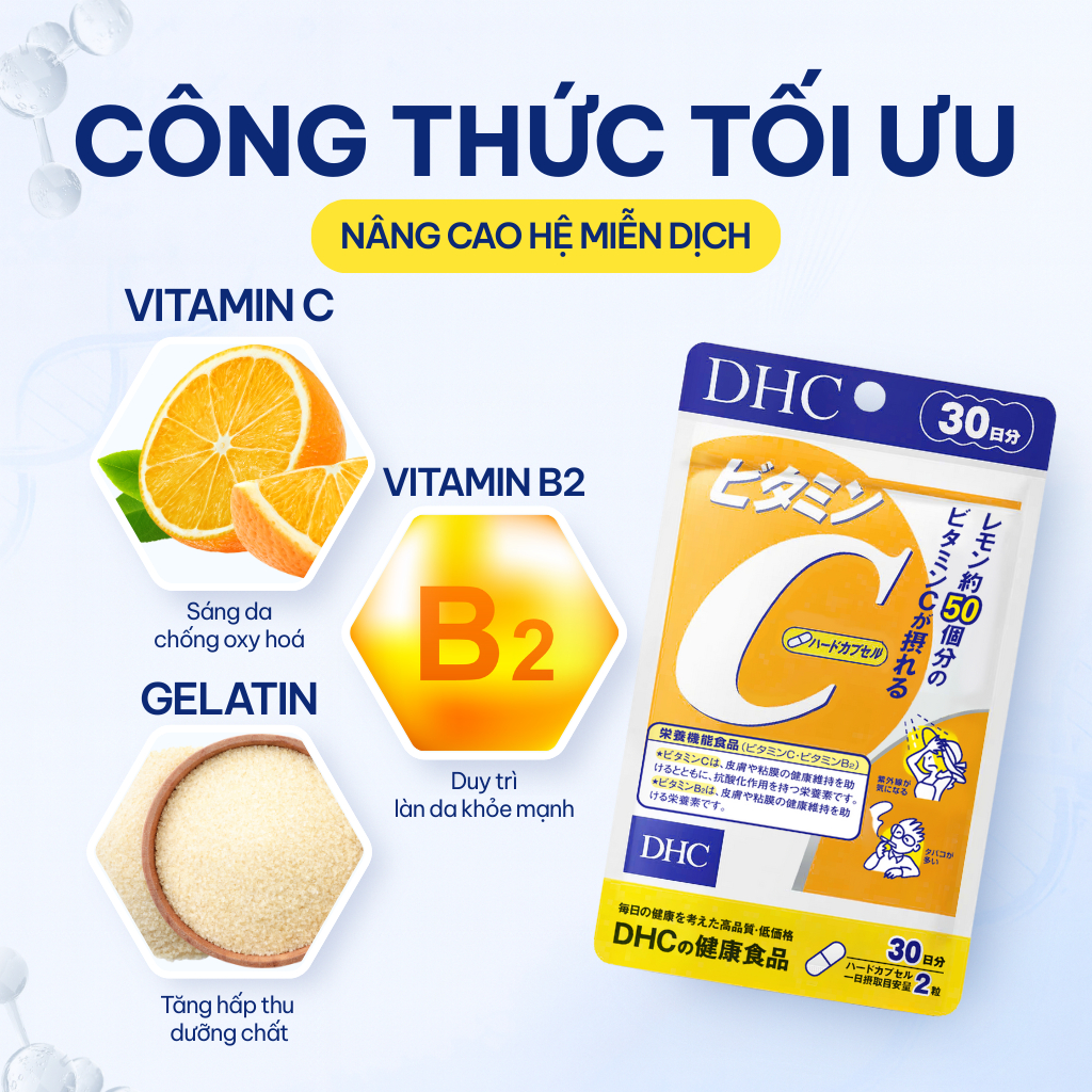 [Hàng CTY – Quà] TPBVSK Vitamin C 30 Ngày G/60v DHC – Hỗ trợ giảm thâm, giúp da sáng mịn, tăng đề kháng