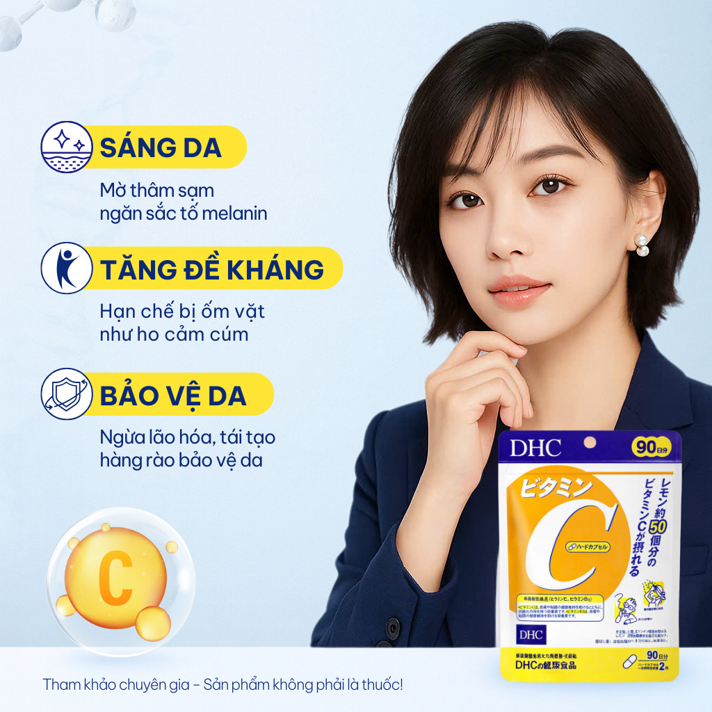 [Hàng CTY – Quà] TPBVSK Vitamin C 30 Ngày G/60v DHC – Hỗ trợ giảm thâm, giúp da sáng mịn, tăng đề kháng