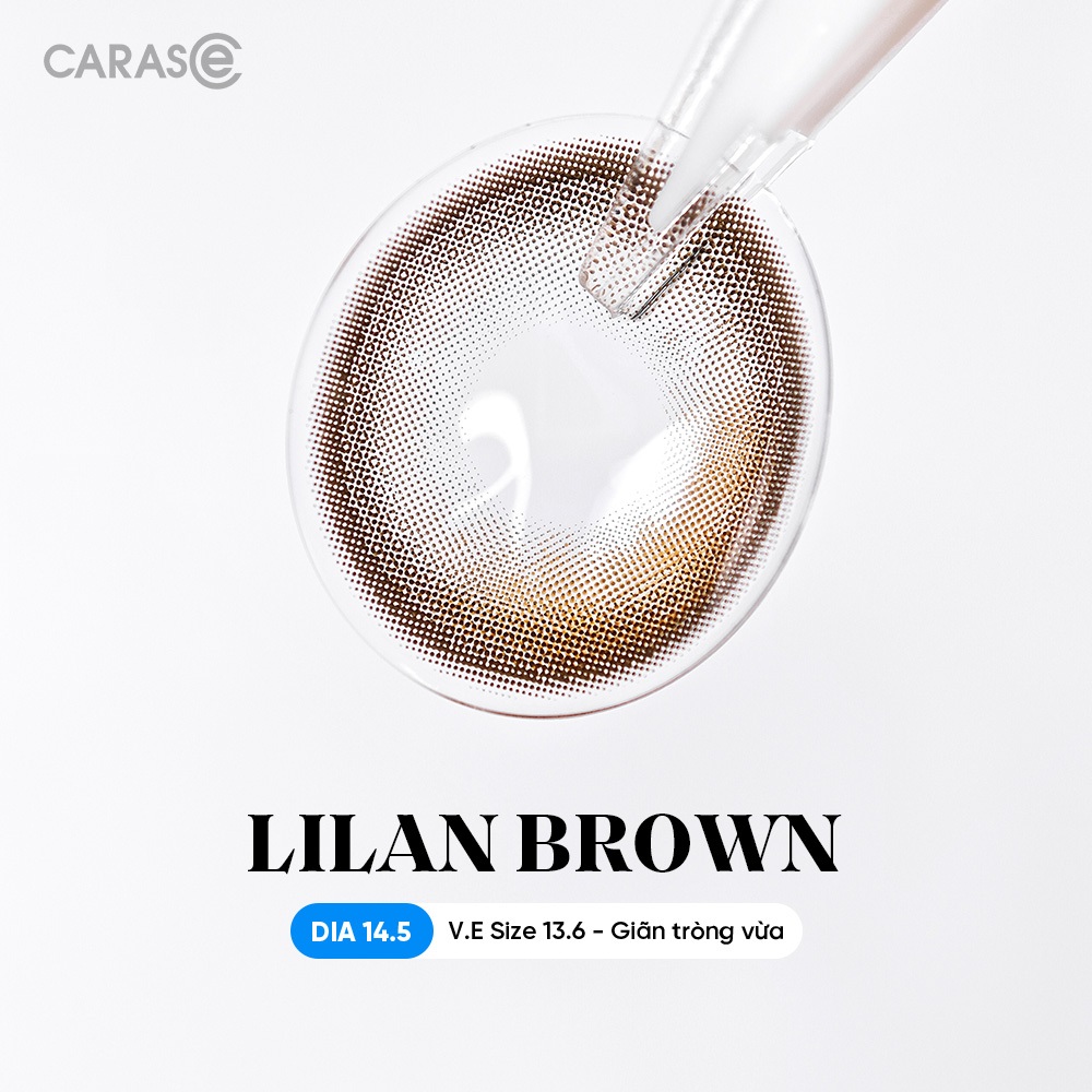[1 chiếc] Kính áp tròng khoá ẩm 10H 3 Tháng Màu Nâu Sữa Ánh Xám CARASE, Lens cận LILAN BROWN