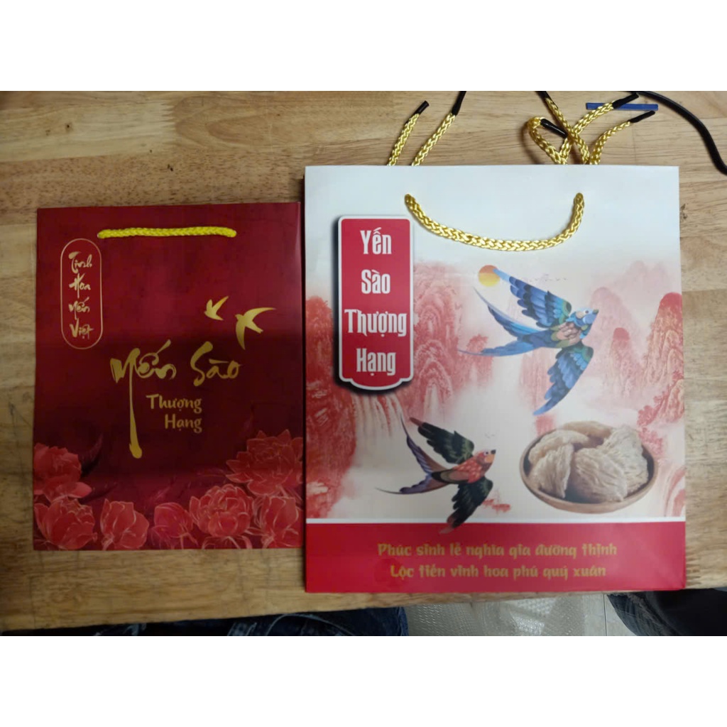 [Quà tặng kèm] Túi hũ lẻ Yến sào Song Phát cao cấp màu đỏ - vàng nhiều mẫu đựng tối đa 15 hũ