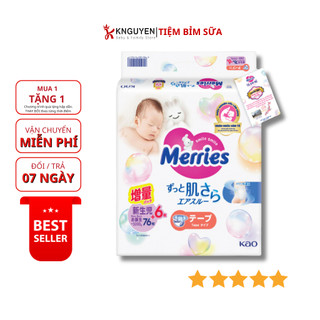Bỉm Merries cộng miếng dán/quần Nội Địa Nhật size NB76+6/S82+6/M64+4/L58 / M58+6 / L44+6 / XL38+6