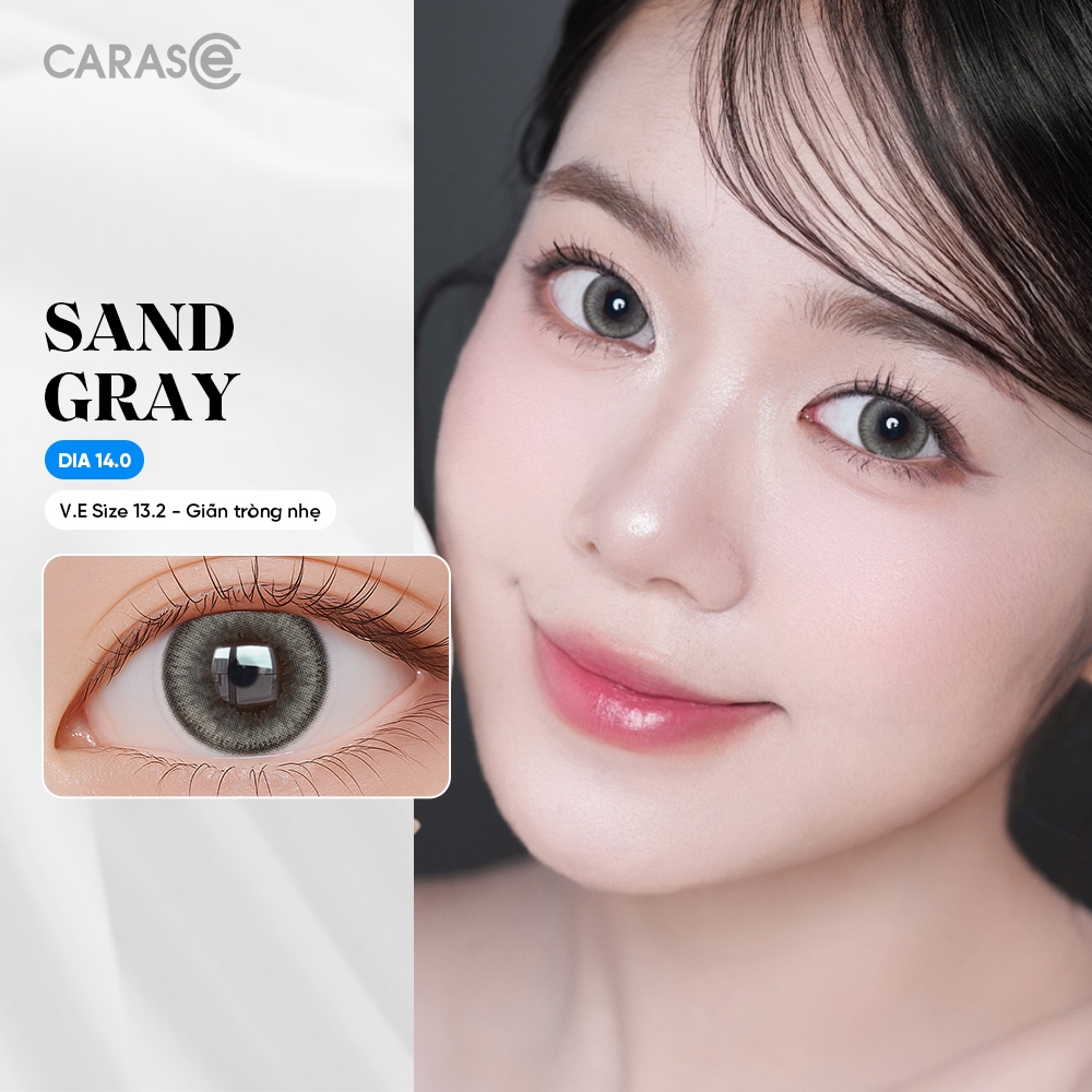 [1 chiếc] Kính áp tròng khoá ẩm 10H 3 Tháng Màu Xám Khói Ánh Nâu CARASE, Lens cận SAND GRAY