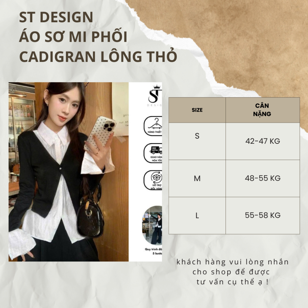 Áo sơ mi phối cadigran lông thỏ mềm mịn phong cách Hàn Quốc - ST Design - 41