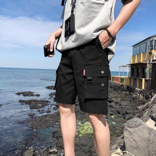 [ FREESHIP + VIDEO ẢNH THẬT ]  quần đùi nam kaki túi hôp, short vải đen nữ túi to lưng thun k1