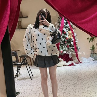(HÀNG QC LOẠI 1) Áo sweater len lông thỏ form rộng chấm bi HAVANA LEN309