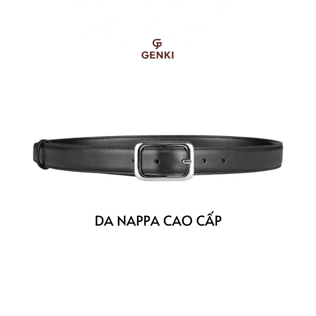 Thắt lưng bản nhỏ LIAM 3.0, dây nịt nam da bò cap cấp nhập khẩu, bản dây 2.8cm - Màu đen Unisex