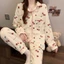 Bộ đồ ngủ cotton chần bông mùa đông, họa tiết hoạt hình dễ thương và ấm áp, mặc ở nhà mùa thu đông