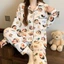 Bộ đồ ngủ cotton chần bông mùa đông, họa tiết hoạt hình dễ thương và ấm áp, mặc ở nhà mùa thu đông