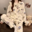 Bộ đồ ngủ cotton chần bông mùa đông, họa tiết hoạt hình dễ thương và ấm áp, mặc ở nhà mùa thu đông