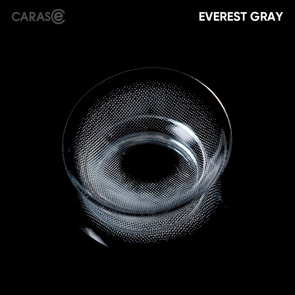 [1 chiếc] Kính áp tròng khoá ẩm 10H 3 Tháng Màu Xám Tro Viền Đen CARASE, Lens cận EVEREST GRAY