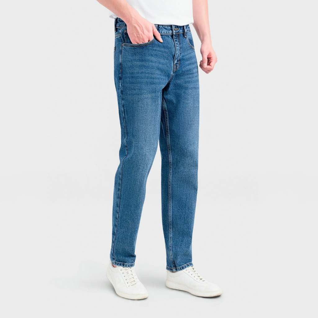 Quần Jeans Nam Xanh Nhạt Regular Fit Denim Co Giãn Hiệu Ứng Giặt Mài Aristino AJN0060S0