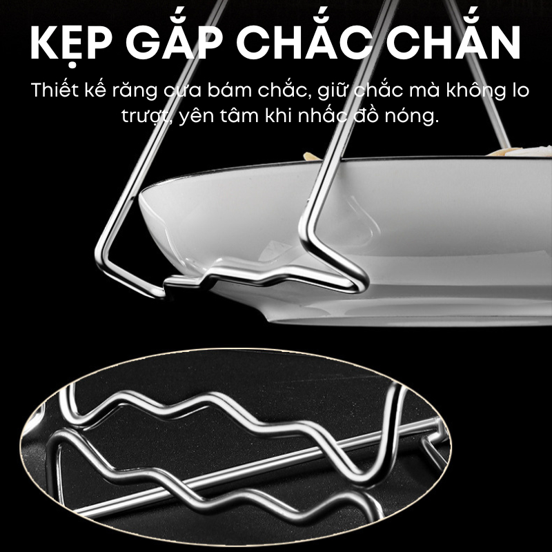 Bộ Kẹp Nhấc Nồi Bát Đĩa Inox 304 KOOBEE – Kẹp Chống Nóng Nguyên Khối, Kẹp Đa Năng Nhà Bếp Cao Cấp | 345