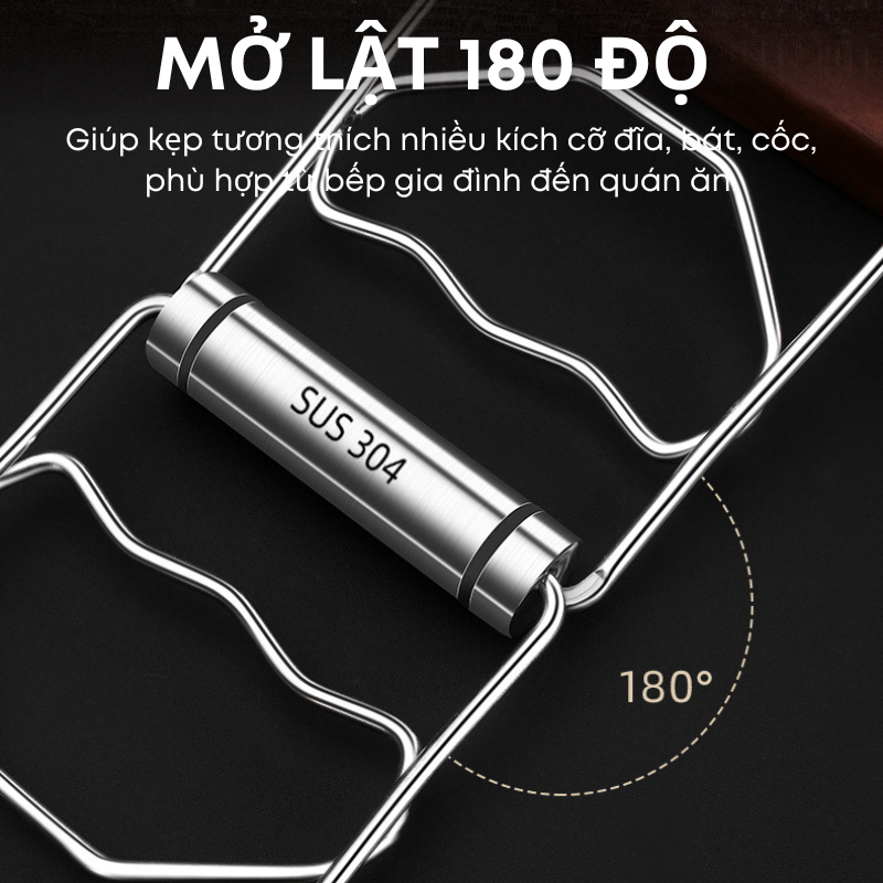 Bộ Kẹp Nhấc Nồi Bát Đĩa Inox 304 KOOBEE – Kẹp Chống Nóng Nguyên Khối, Kẹp Đa Năng Nhà Bếp Cao Cấp | 345