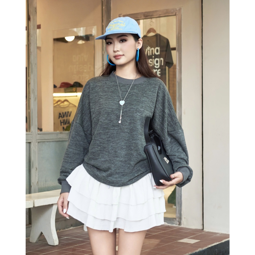 MADMIND Áo Nỉ Sweater Nam Nữ Tay Dài D13 - Màu Đen Muối Tiêu, Xám Muối Tiêu, Xám Trắng | BigBuy360 - bigbuy360.vn