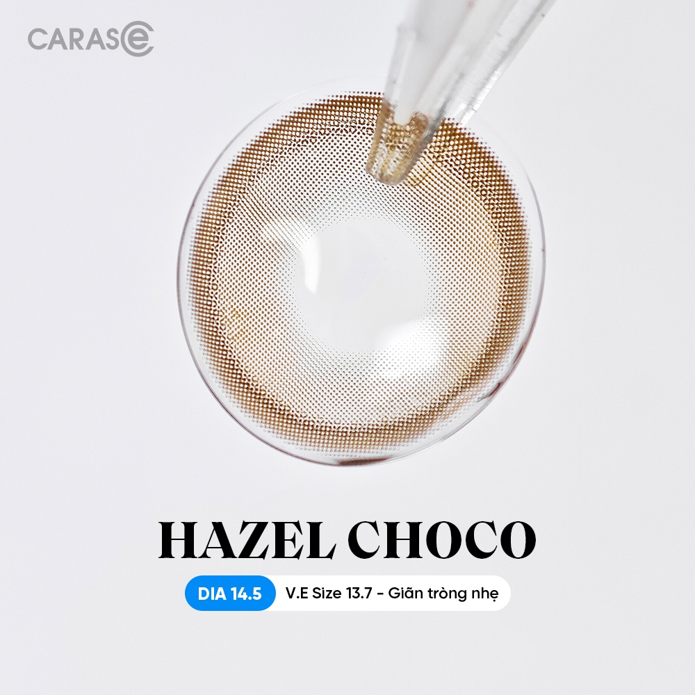 [1 chiếc] Kính áp tròng khoá ẩm 10H 3 Tháng Màu Nâu Phối Vân Tro Vàng Ánh Xám CARASE, Lens cận HAZEL CHOCO