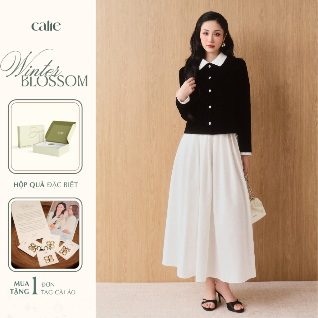 (Winter chapter 2) Áo khoác nhung phối cổ, chất liệu mềm mịn, đứng form, thanh lịch thời trang nữ Calie Ak153